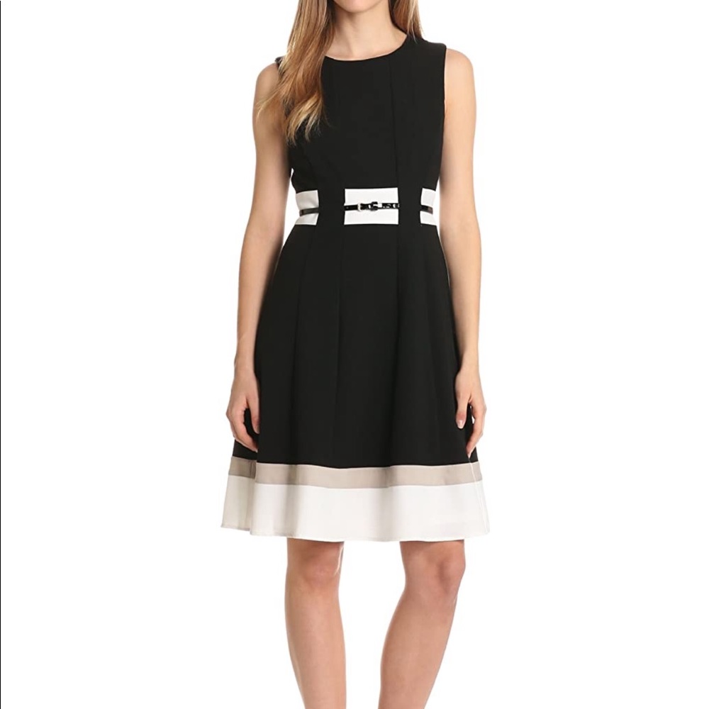Calvin Klein Fit & Flare Belted Dress